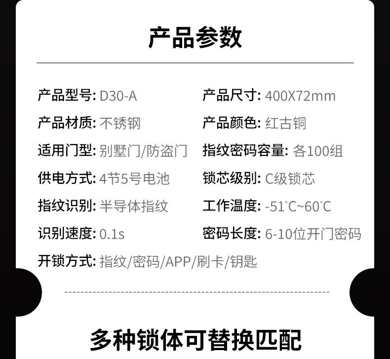 Retro villa fingerprint lock, European-style smart door lock, double-door combination lock, anti-theft door, copper door, main door, one-grip unlocking pic 21