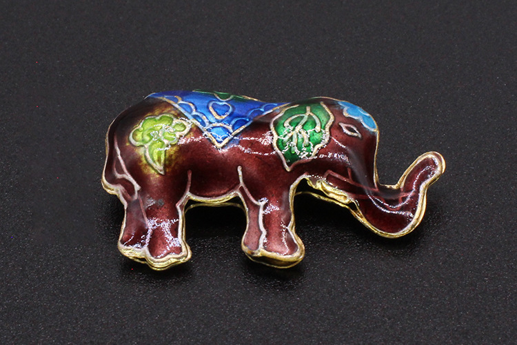 Traditional high-temperature enamel mechanism silver-blue ancient-style jewelry accessory, back cloud partition beads, cloisonne 31*19 elephant beads pic 8