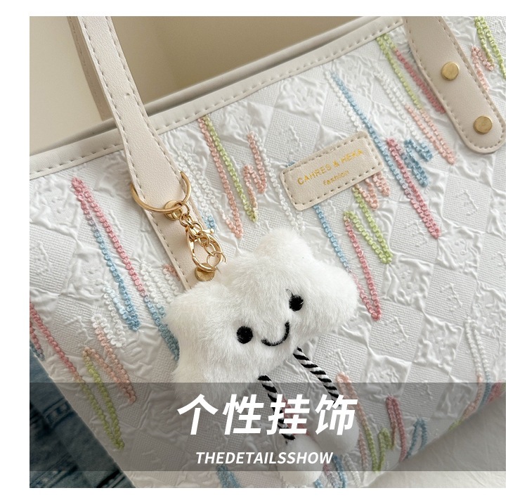 学生上课布袋包包女2024新款单肩腋下包条纹大容量通勤休闲托特包详情6