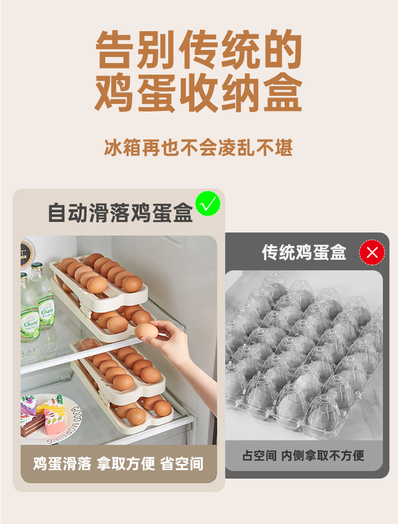 Folding rolling egg rack, refrigerator side door storage, egg tray, kitchen organization, safe storage wonder, egg compartment pic 6