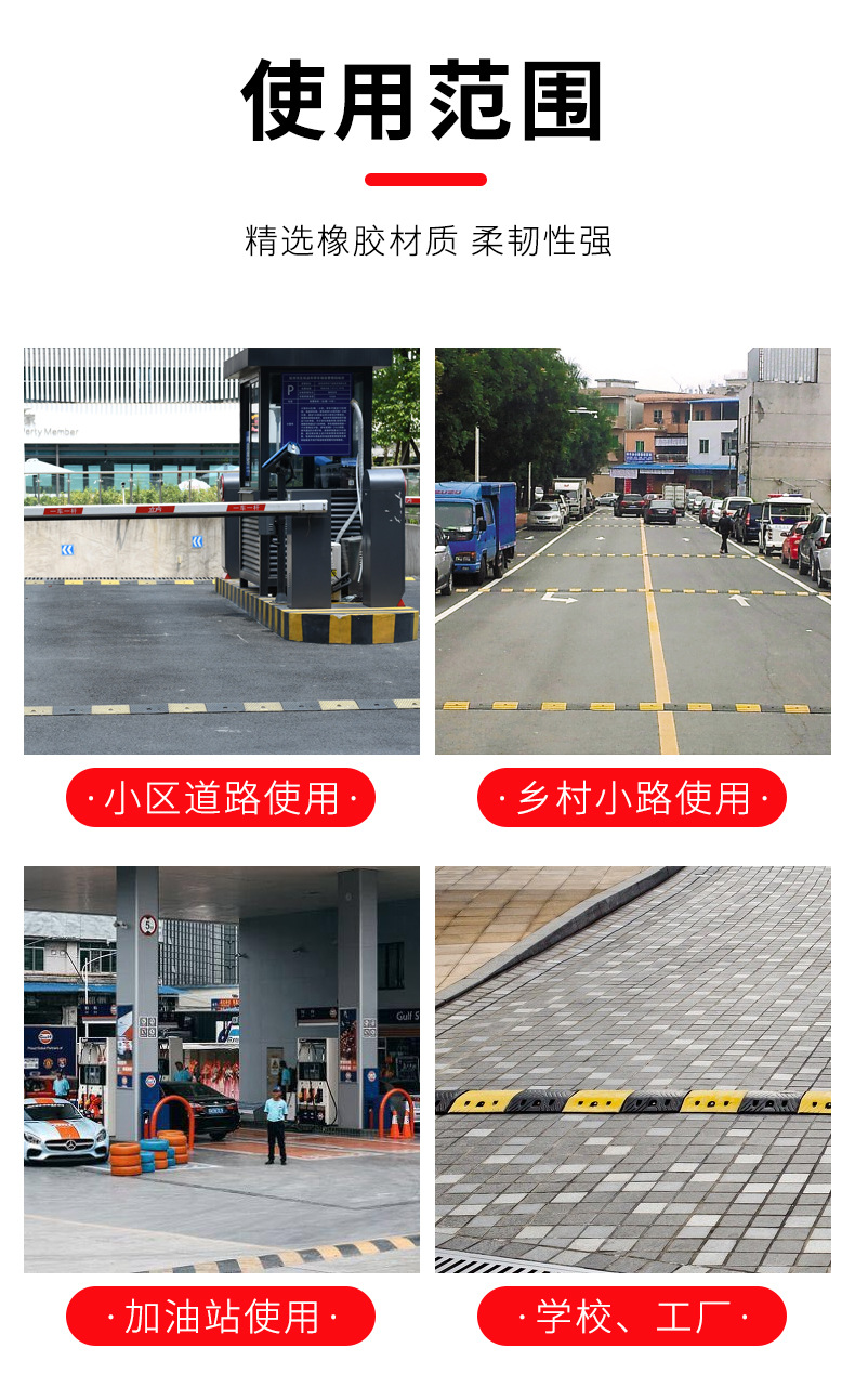 橡胶减速带小区加油站道路减速缓冲坡道板汽车限速斜坡铸钢减速带详情7