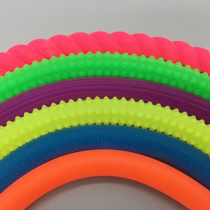 TPR threaded noodles, corrugated and mottled noodles, tension rope, pressure-reducing soft rubber, special-shaped tension band, elastic rope toy pic 1