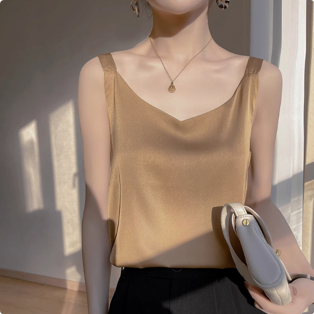 2025年吊带背心女内搭白色美背醋酸仿真丝上衣缎面夏西装仿打底衫详情35