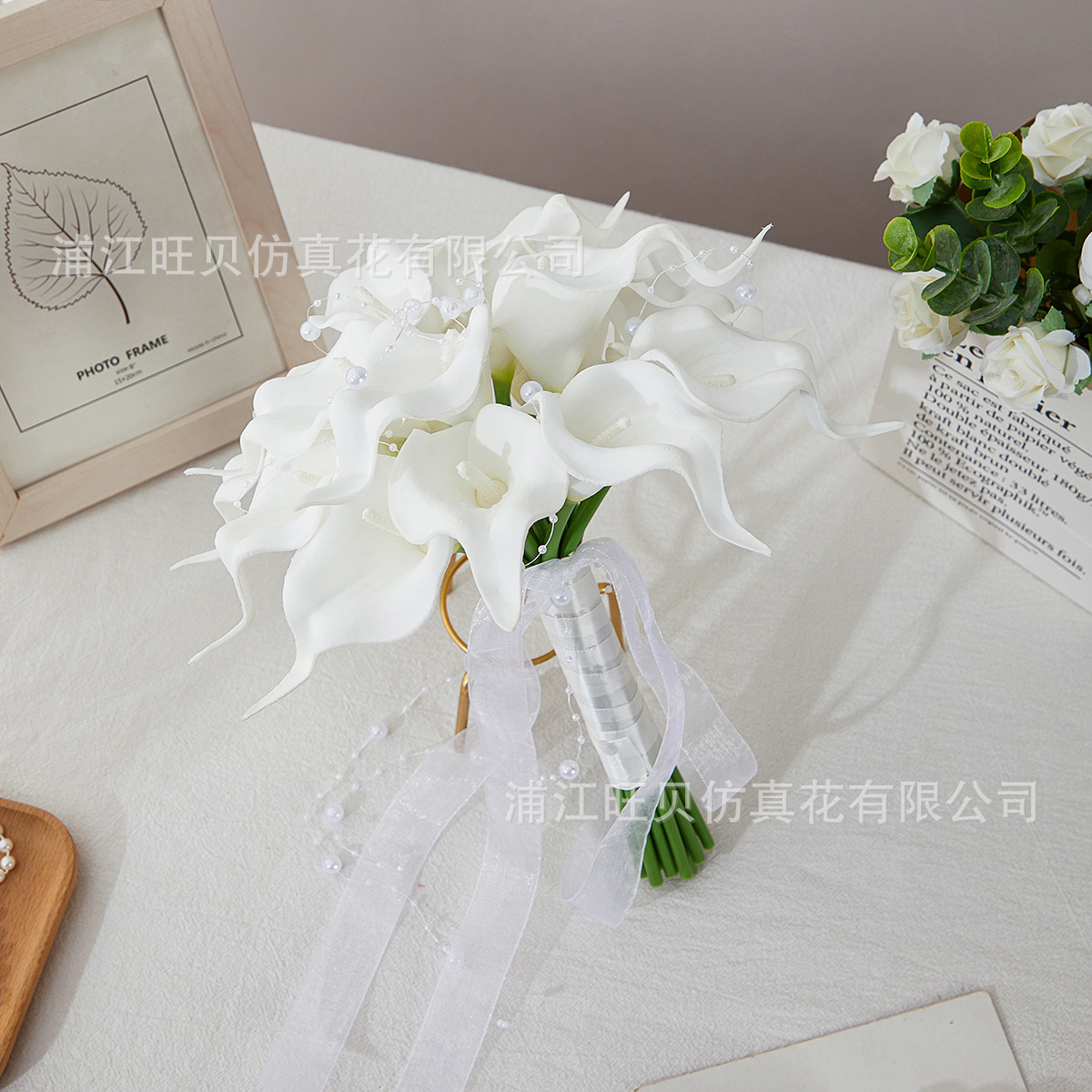 韩系仿真马蹄莲新娘手捧花求婚花束高级感白色结婚领证花束道具详情4
