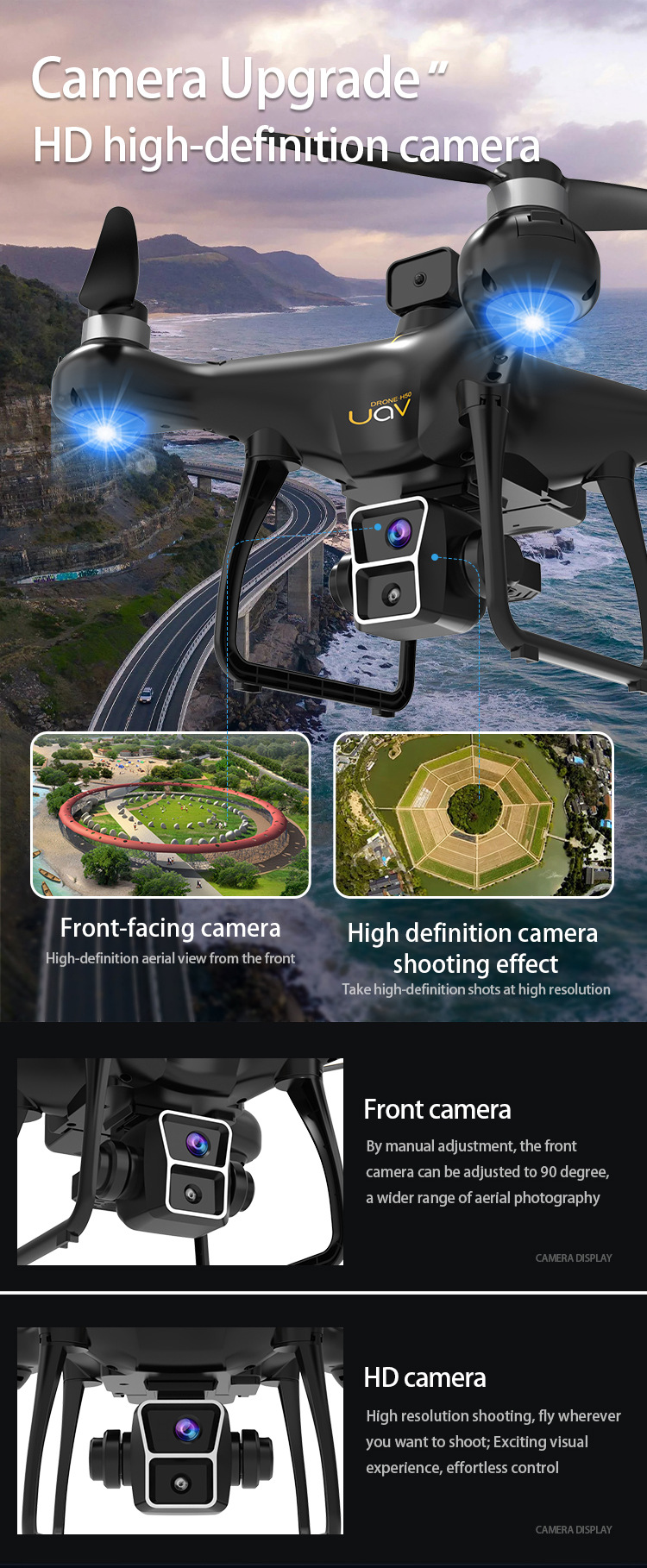 跨境航拍双摄无人机无刷四轴飞行器光流避障遥控外贸飞机高清航拍详情5