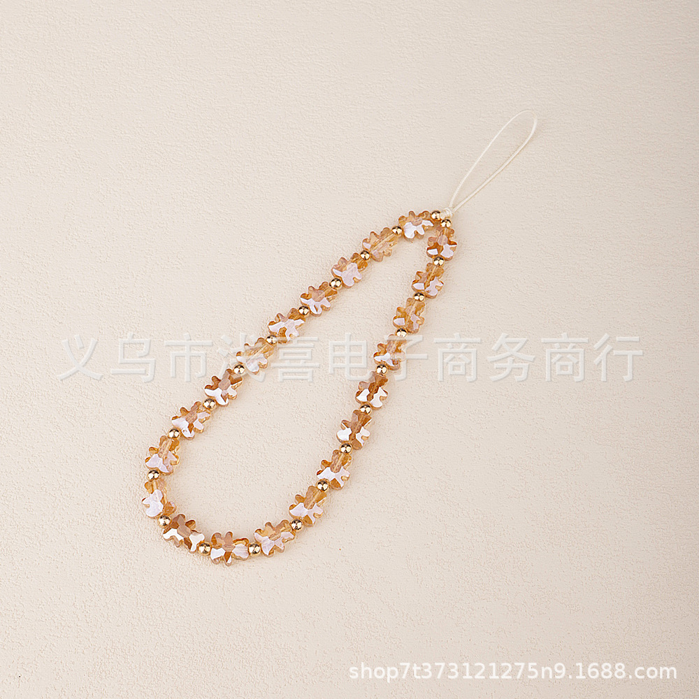Original new style bear crystal mobile phone chain woven beaded pendant, portable and niche mobile phone case pendant for girls pic 6