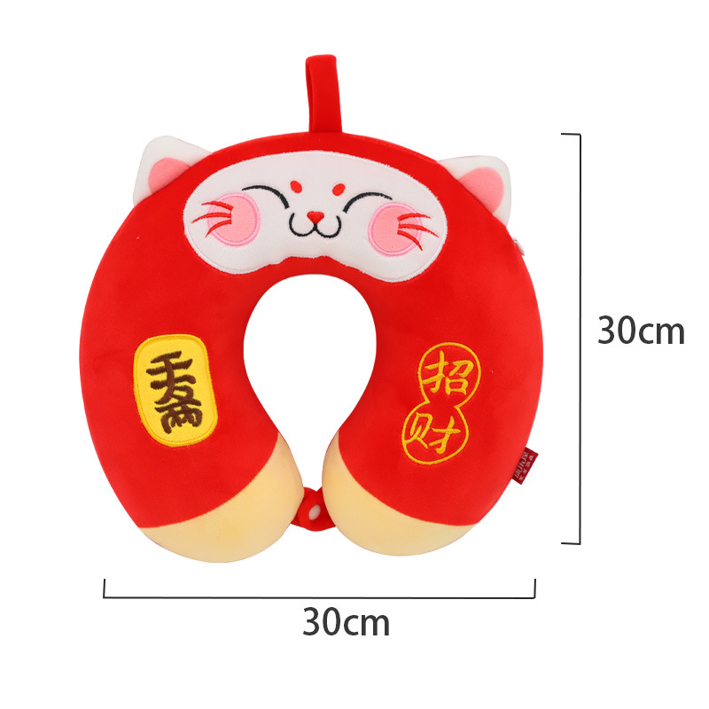 卡通招财猫记忆棉U型枕 康乐屋动物可爱护颈枕 旅行颈枕订货定制详情6