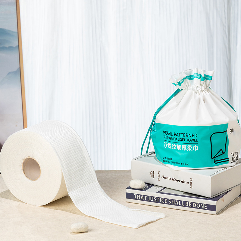 X热销新品淳汐珍珠纹洗脸巾卷式装加厚柔巾80片一次性洗脸洁面巾详情2