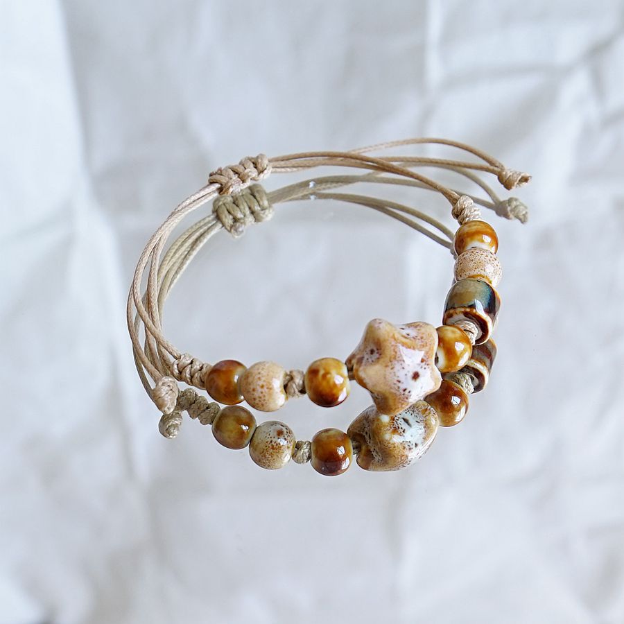 Jingdezhen ceramic woven bracelet for women, new Chinese-style artistic best friend, forest-themed ancient style bracelet gift wholesale pic 10