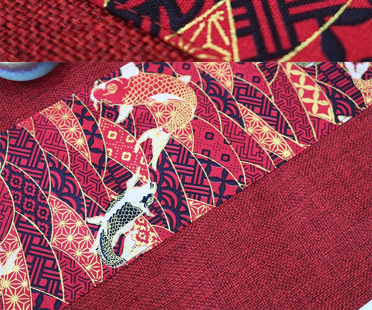 国潮中式结婚礼婚庆桌布艺茶席喜庆红色桌旗新年中国风棉麻复古长条巾详情7