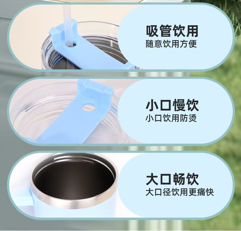 跨境一代40oz不锈钢保温杯大容量户外便携手柄汽车杯带吸管冰霸杯详情3