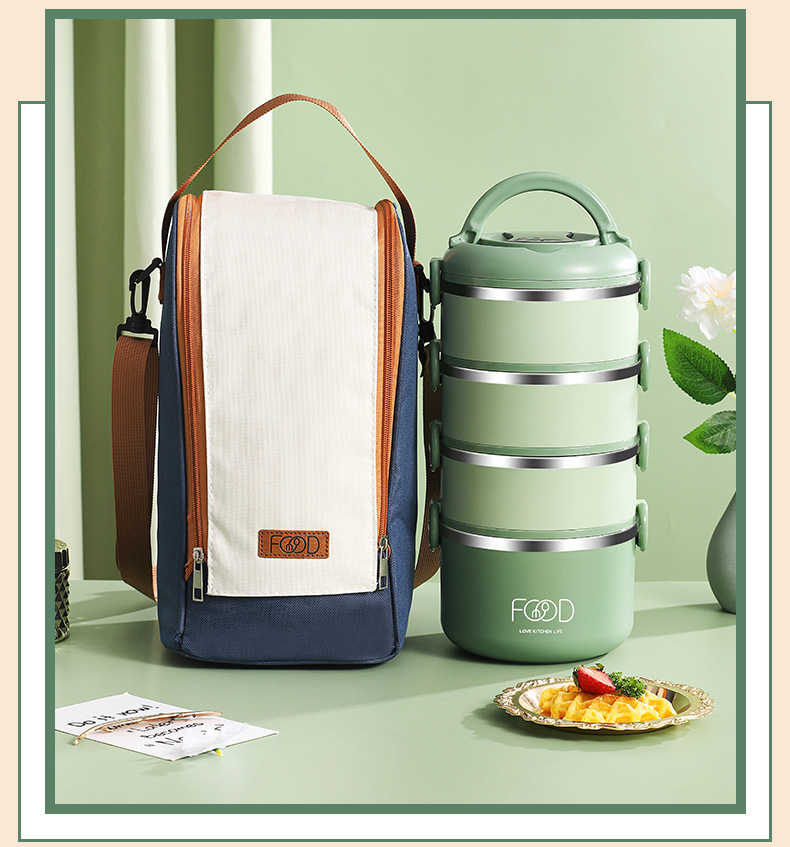 Yimai 304 stainless steel portable multi-layer lunch box for office workers, large-capacity insulated lunch box for students pic 25