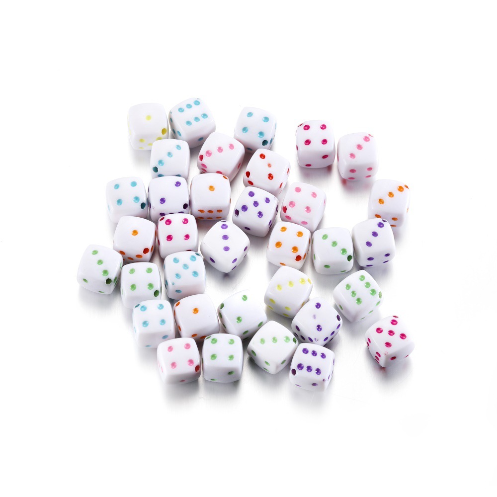diy饰品配件手工穿绳珠亚克力骰子珠子透明彩色珠子黑白珠批发详情10