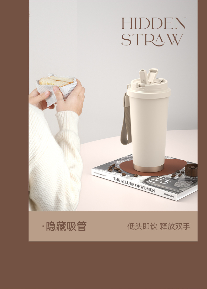 The new Lily of the Bell high appearance level insulated cup, seamless inner liner, double-drinking coffee cup, 316 stainless steel ceramic inner liner, water cup pic 18
