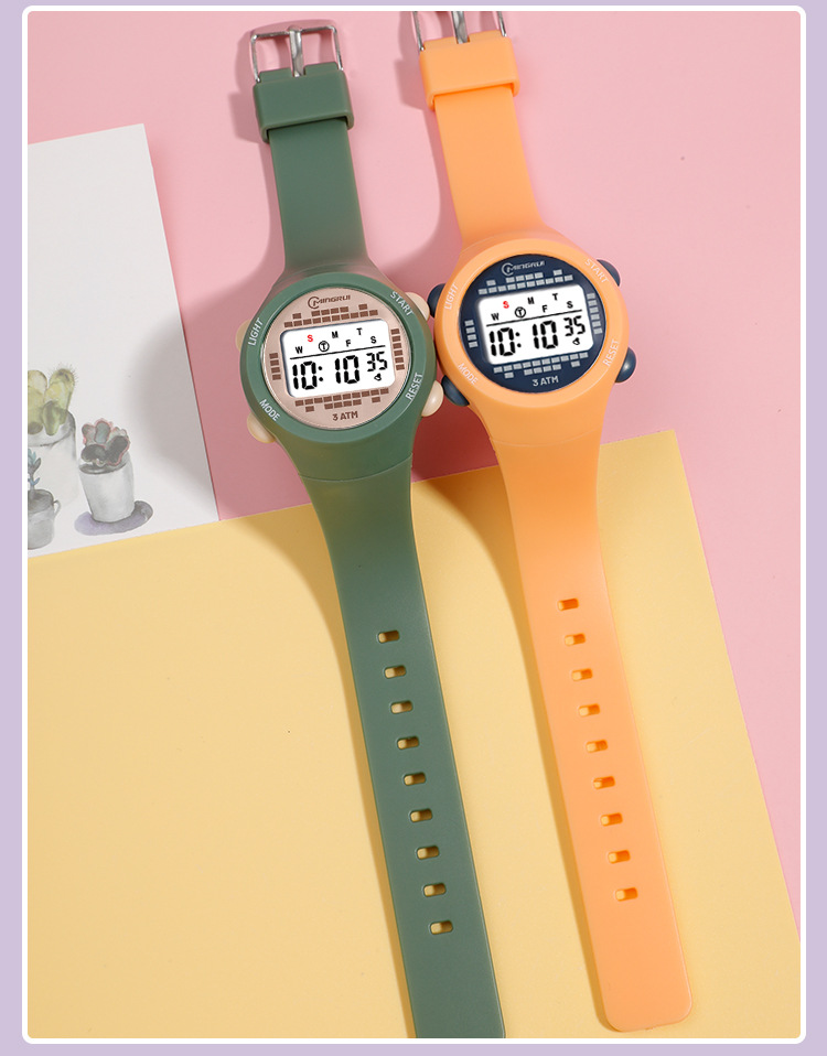 儿童电子手表女生中学生男女款高颜值个性可爱防水多功能手表批发详情7