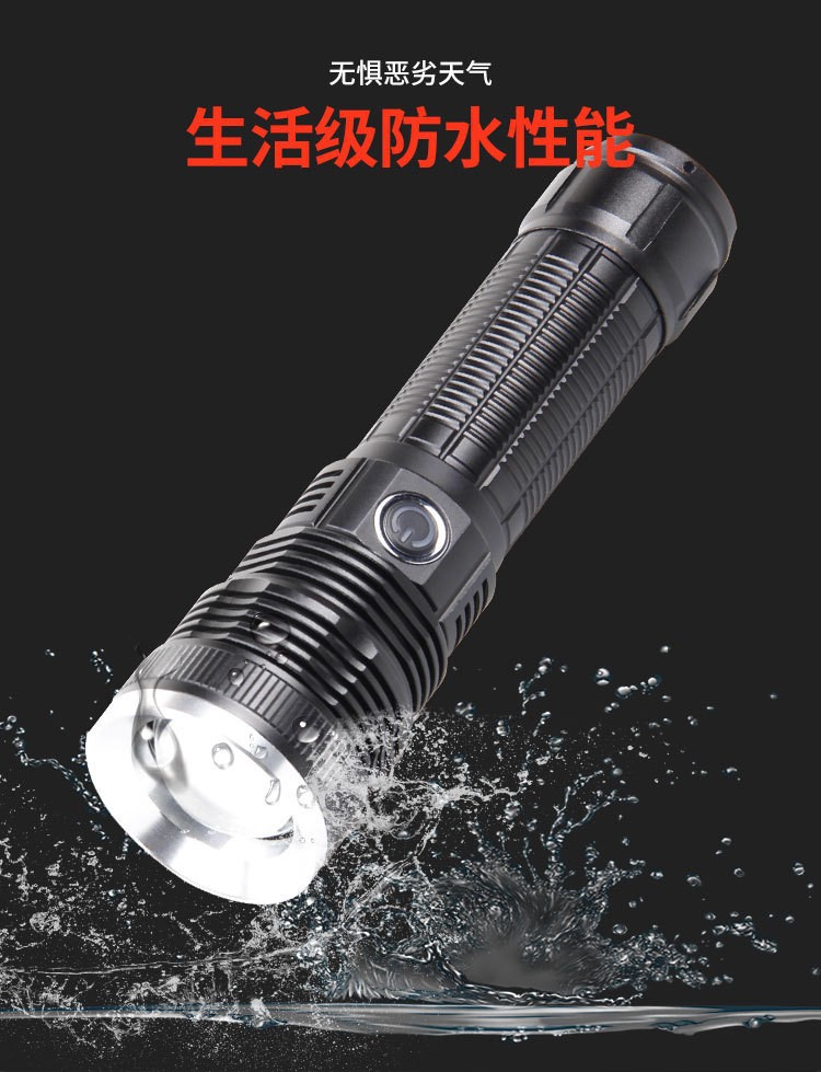 现货跨境激光炮灯type-c充电变焦强光手电筒户外照明便携P50电筒详情9