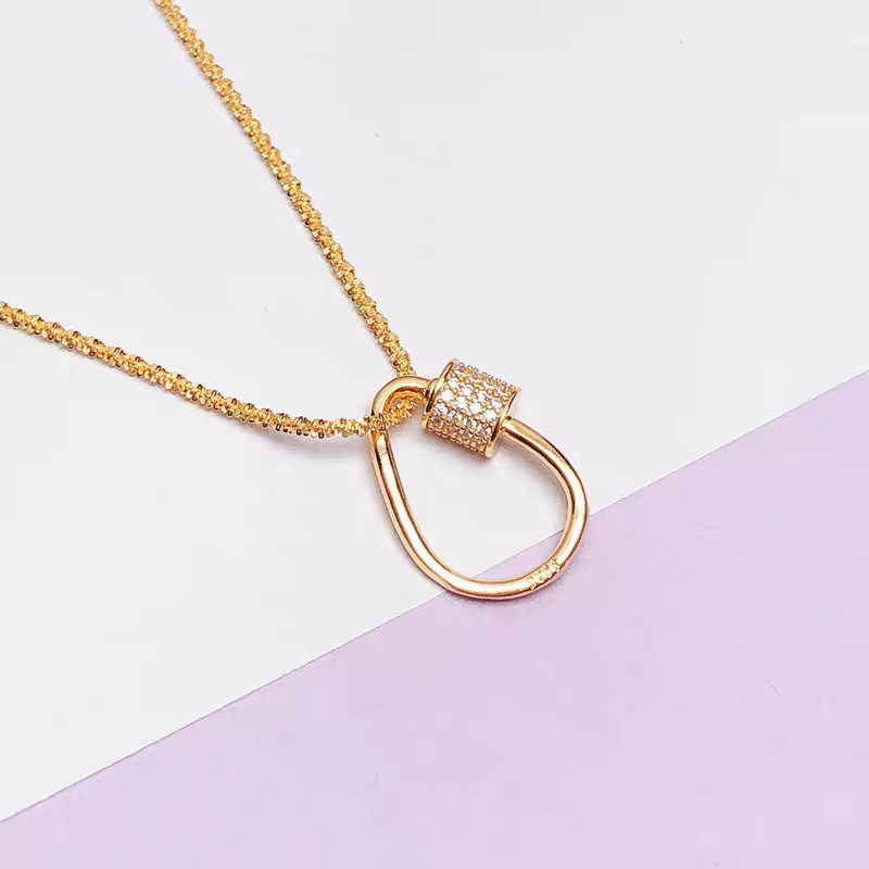 跨境外贸AAA高档锆石心形螺纹扣吊坠微镶铜电镀金多款单吊坠饰品详情6