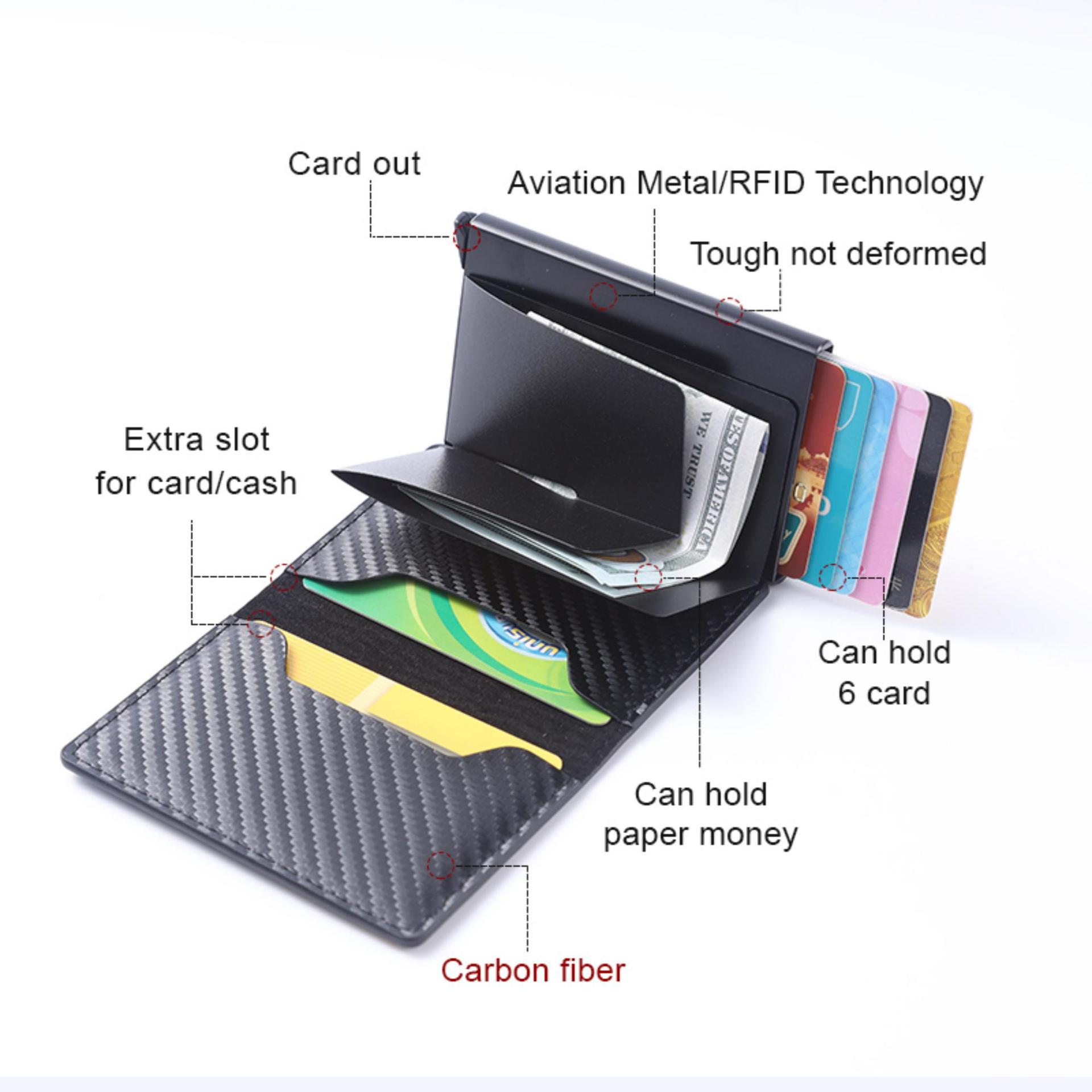 التفتيش الشامل عبر الحدود بين أوروبا والولايات المتحدة ضد سرقة محفظة الرجل المتعددة كارت RFID المحفظة المتعددة الألياف الكربونية الرقيقة pic 6