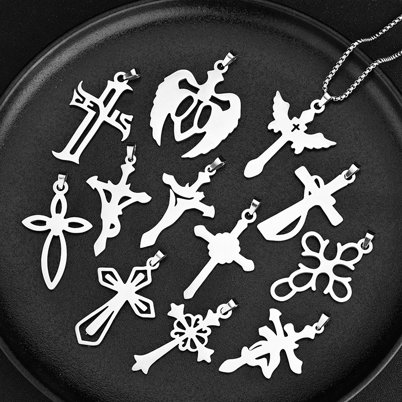 Half-price clearance sale of 36-style cross pendant and stainless steel cross necklace from the source factory for wholesale in stock pic 3