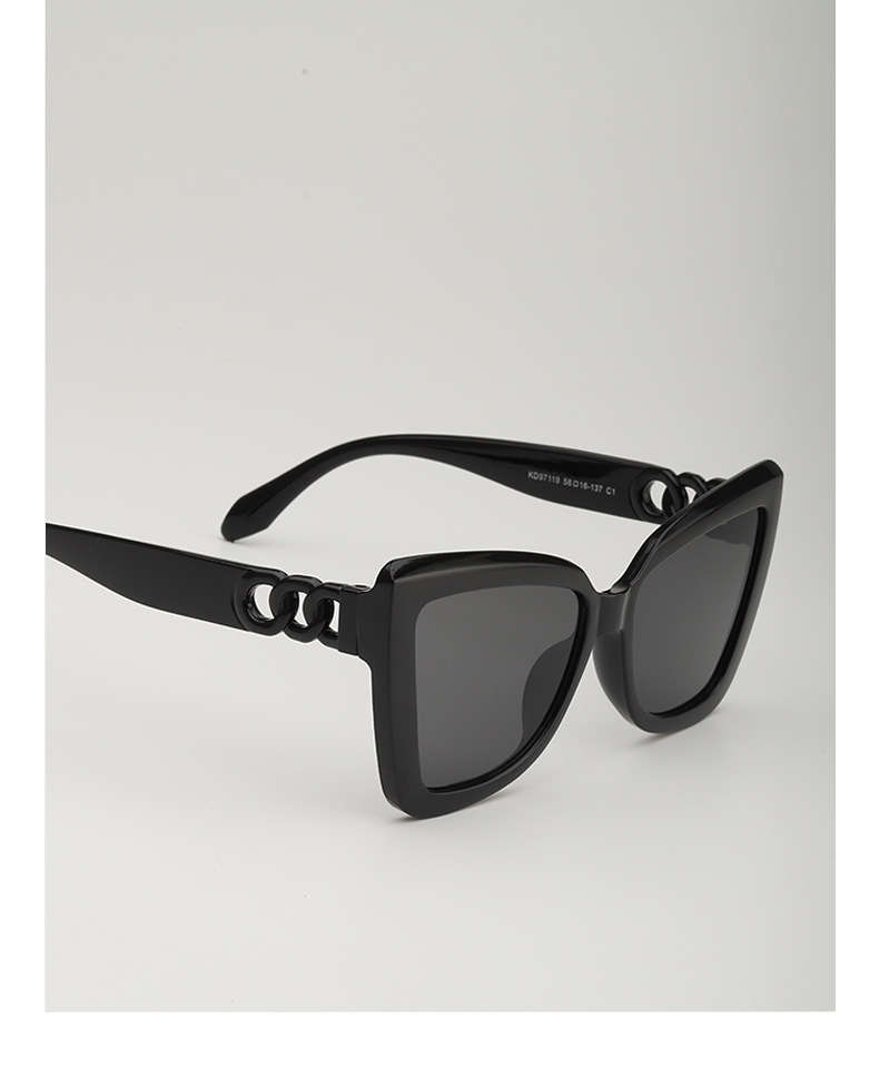 女款太阳镜防紫外线墨镜感大脸圆脸复古黑框茶色眼镜素颜详情7