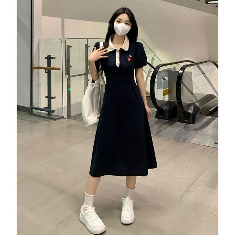 法式超火气质学院风连衣裙子女大码显瘦新款漂亮小个子长裙夏详情4