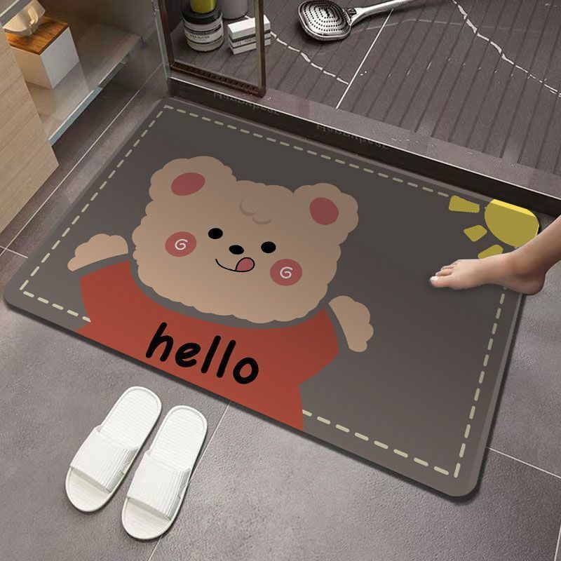 No-wash diatom mud household door entrance bathroom absorbent floor mat, kitchen and bathroom rubber anti-slip large foot mat pic 19
