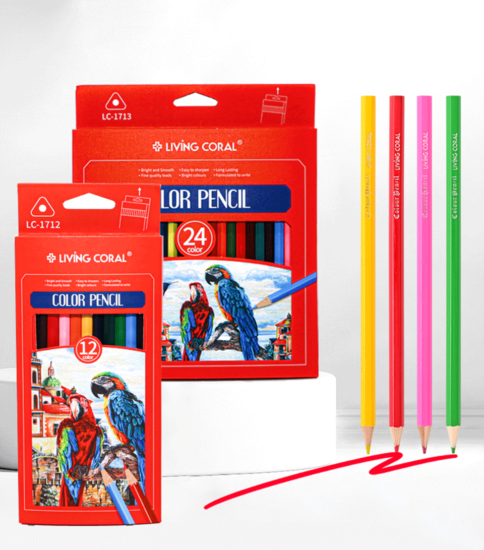 Cross border color plomo hexagonal rod 12/24 color para niños de escuela primaria dibujo de arte a base de aceite lápiz de color fabricantes al por mayor lápiz pic 2