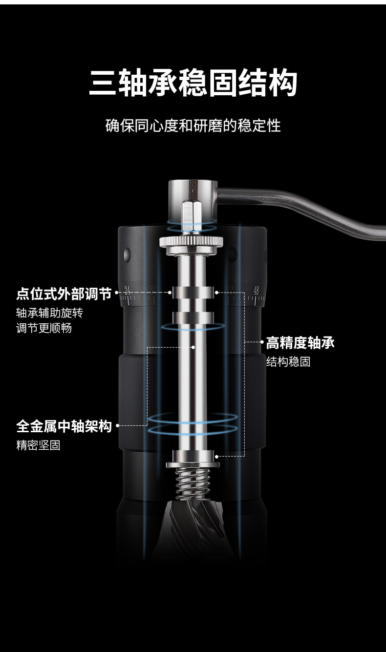 跨境手摇磨豆机外调节咖啡豆研磨机不锈钢手磨七星鬼齿手冲咖啡机详情18