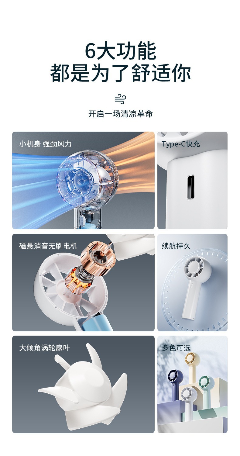 跨境新款手持小风扇礼品充电电风扇迷你小型便携式大容量桌面风扇详情2