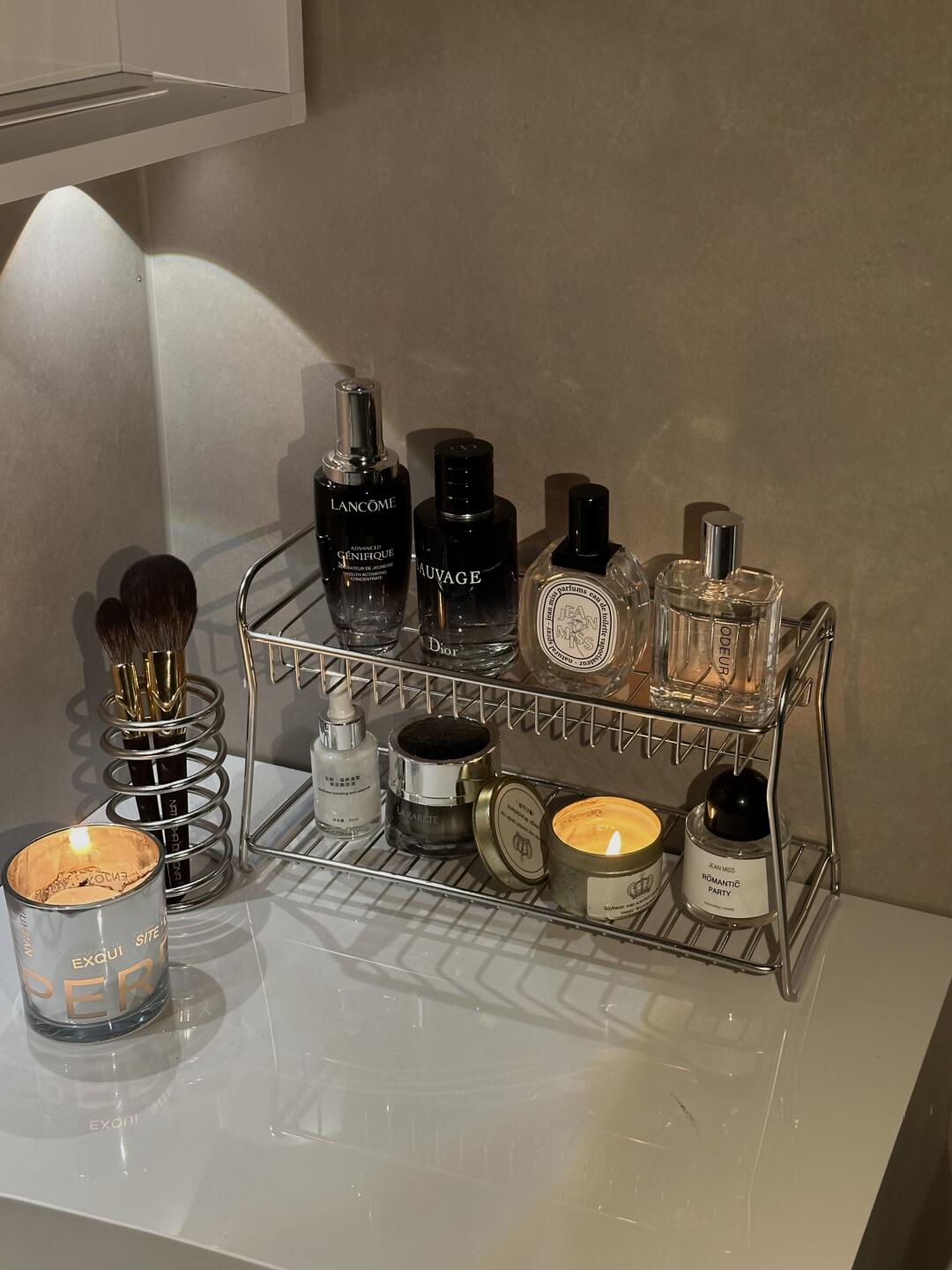 洗漱台收纳架桌面收纳盒沥水置物不锈钢化妆品筐篮铁艺卫生间浴室详情7