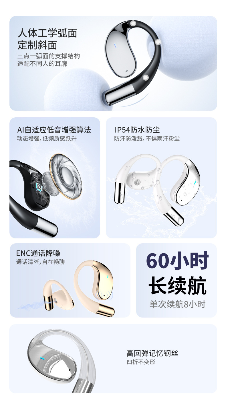 Estilo explosivo Ai traductor auriculares abiertos OWS no en el oído auriculares bluetooth inalámbricos Q39 auriculares deportivos colgante de la oreja pic 7