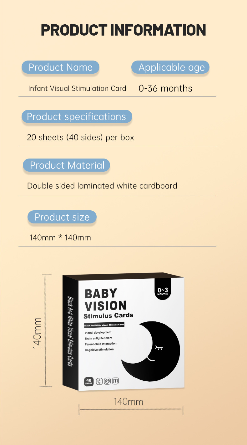 跨境黑白卡0-3个月婴儿黑白卡片早教卡视觉激发卡宝宝彩色卡英文详情15