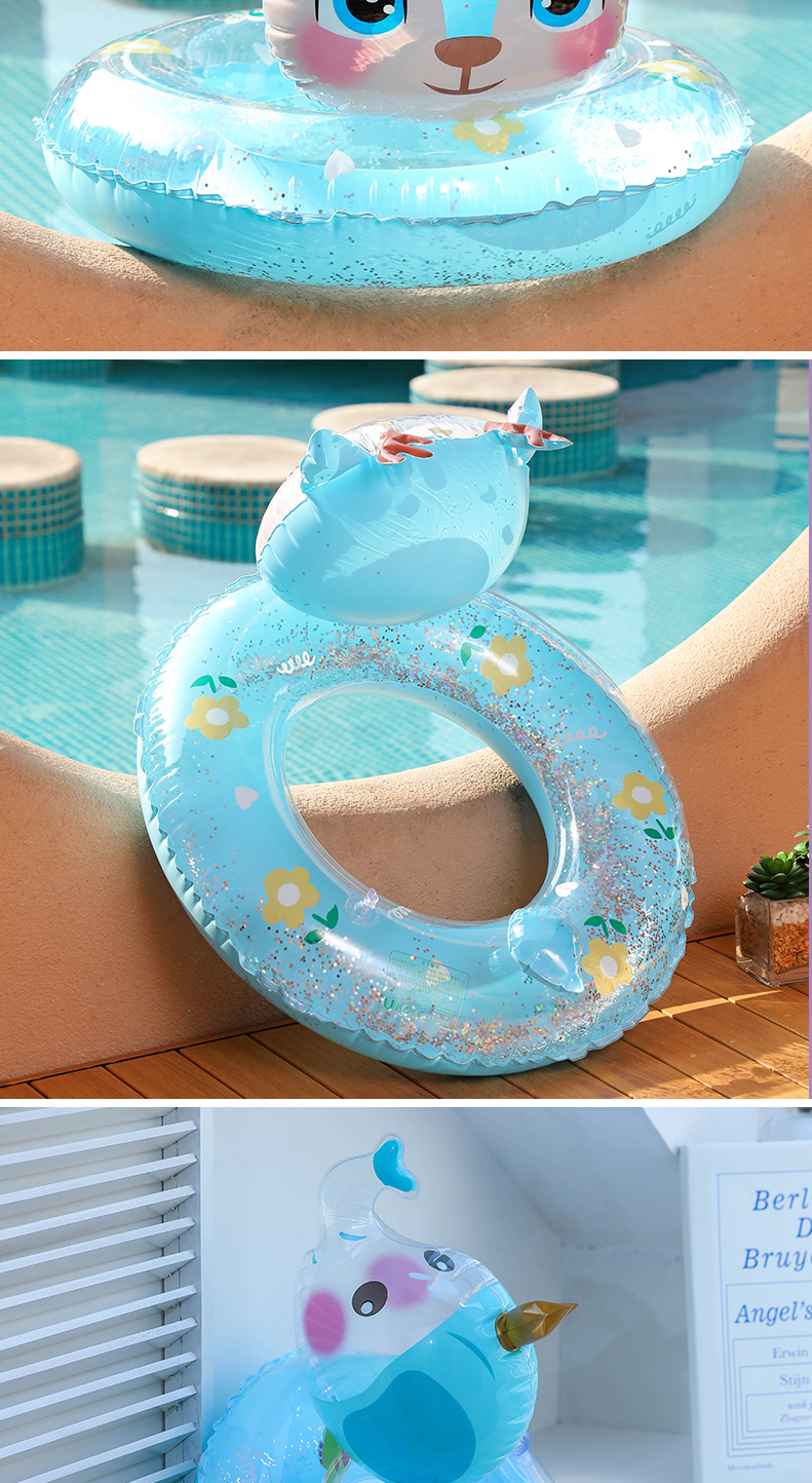 充气腋下圈立体卡通儿童座圈亮片透明印花游泳圈戏水小孩宝宝批发详情9