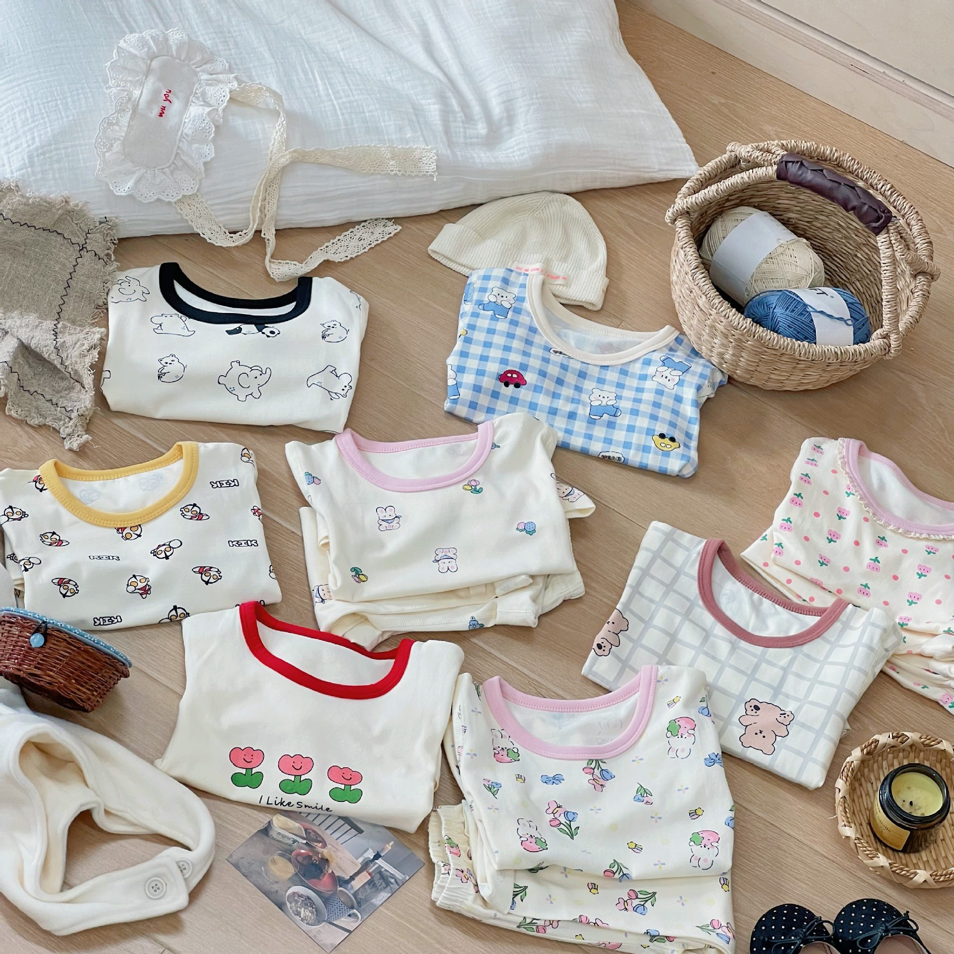 A类纯棉男女童宝宝秋季家居服内衣套装韩版无感印花睡衣秋衣秋裤详情16