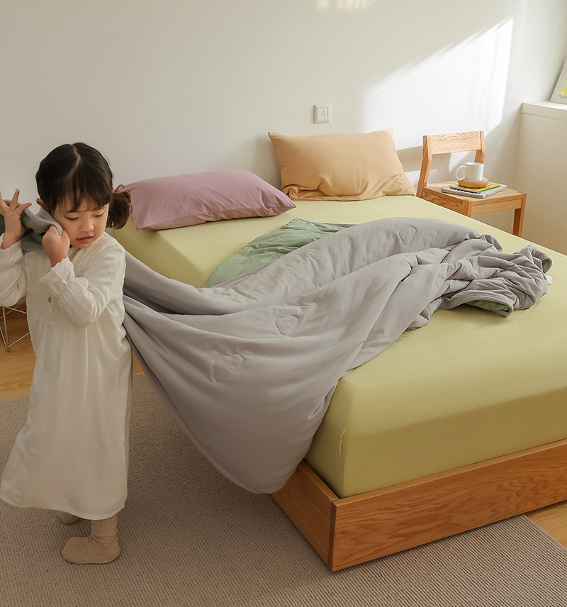 Simple Japanese Muji soft knitted cotton Tianzhu cotton quality two-color summer cool quilt, machine washable, water-washable air-conditioned quilt pic 40