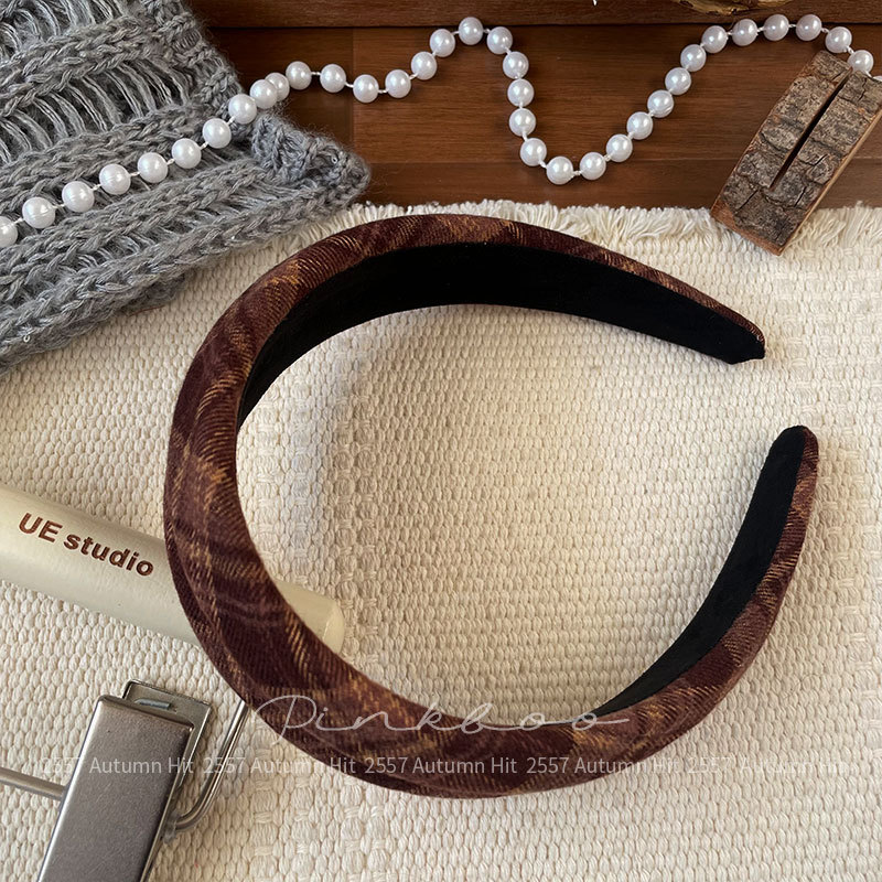 New Korean-style simple and elegant leopard print wide band headband, retro high head top check pattern for girls, autumn atmosphere hair accessory, wide band fashion for autumn and winter, leopard print check pattern multi-color series, retro and personalized headwear for girls pic 10