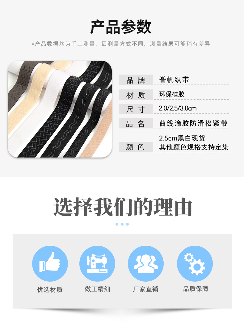 Multi-row curved rubber-coated elastic bands, wavy silicone four-sided anti-slip high-elastic nylon wigs, headwear, sweat belts and baby clothes pic 5