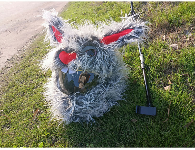 A niche rabbit-shaped personalized riding cartoon plush helmet, headgear, motorcycle face mask, long-haired hat decoration, and a street style pic 14