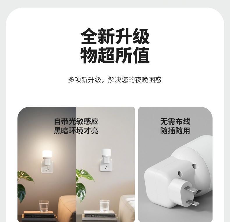 Through-hole infrared human body sensor bulb, radar sensor light, intelligent sound and light control, energy-saving, high-power night light pic 2