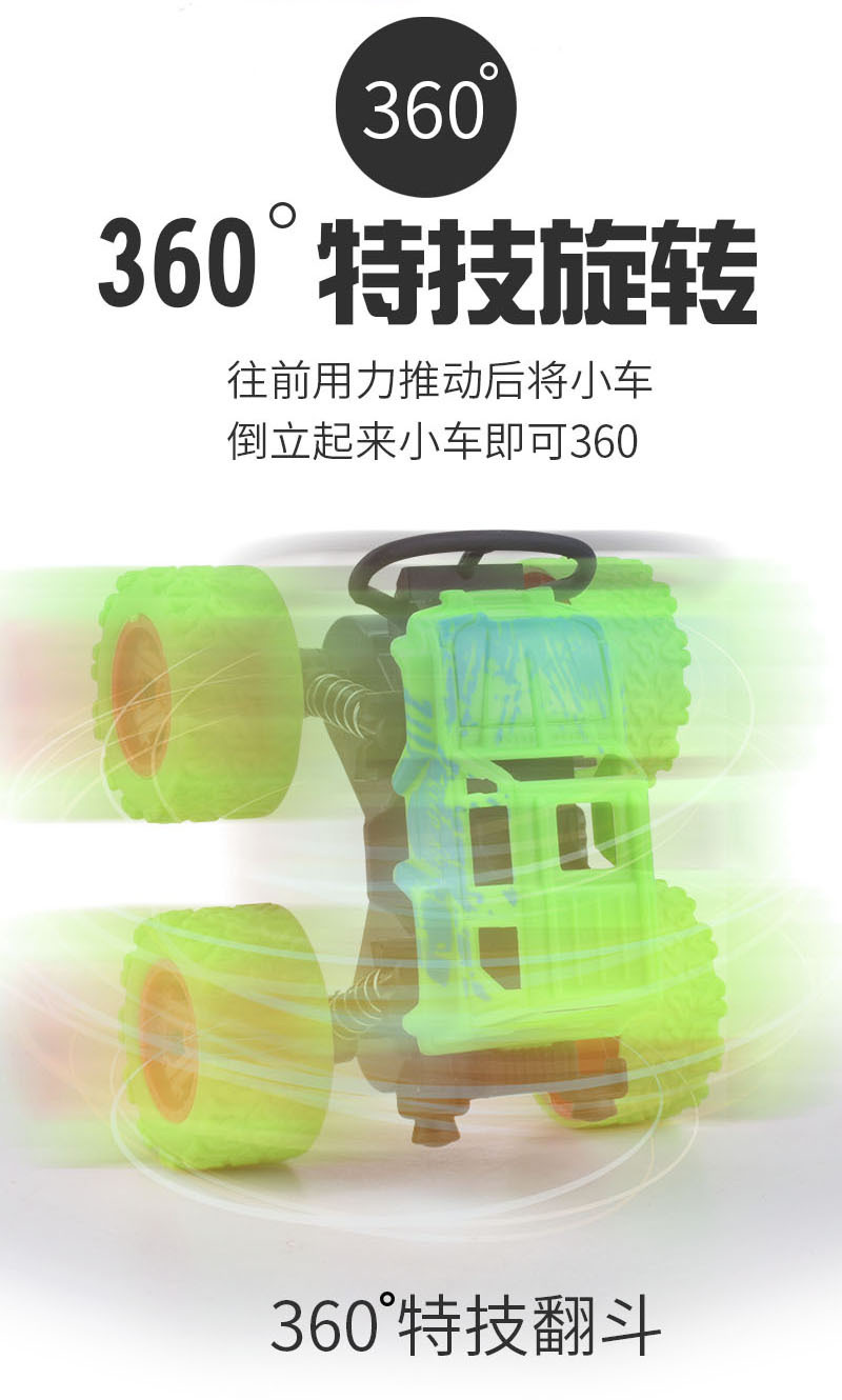 跨境儿童特技翻滚越野车惯性工程马卡龙涂鸦车猫头鹰男孩汽车玩具详情18