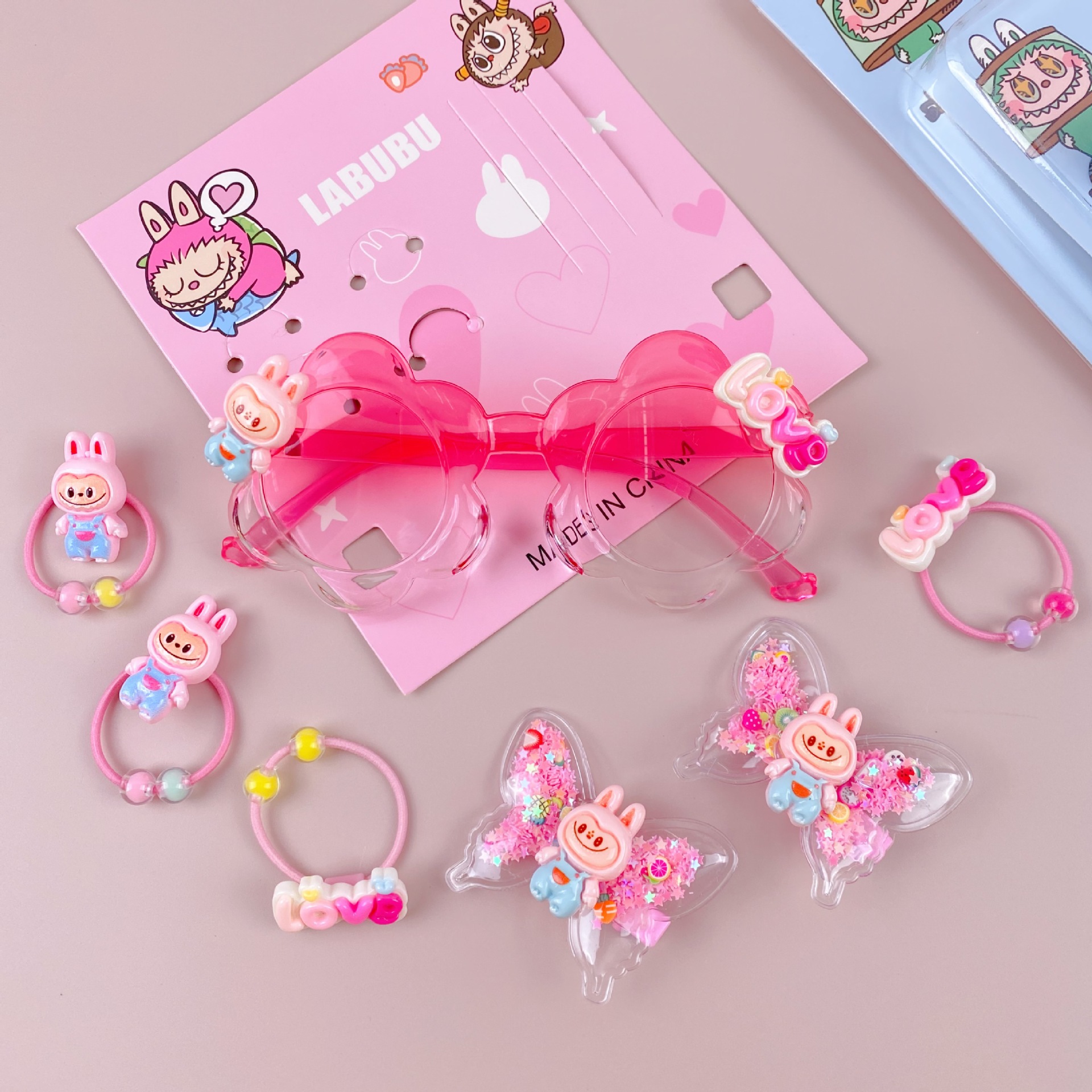 新款哒哒咘眼镜卡通皮筋发夹饰品套装可爱少女心装扮潮玩时尚精品详情5