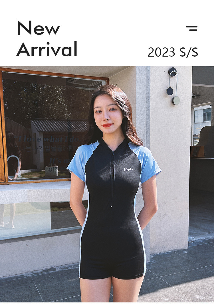 女士泳衣女运动连体平角两件套成人大码保守遮肚裙式学生温泉泳衣详情1