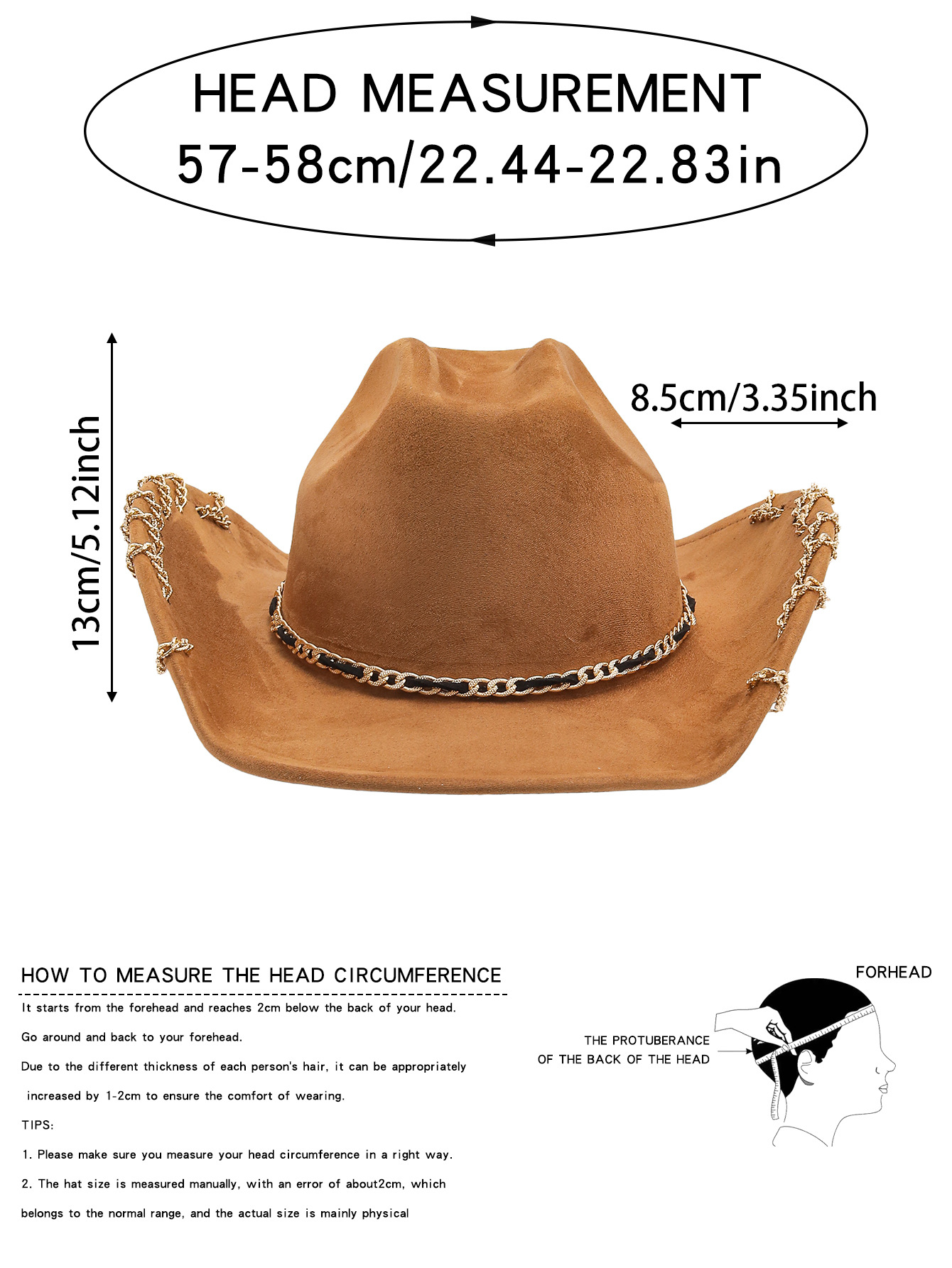 Cross-border trendy suede top hat, heavy metal chain accessory, denim wide-brimmed retro jazz hat, unisex pic 12