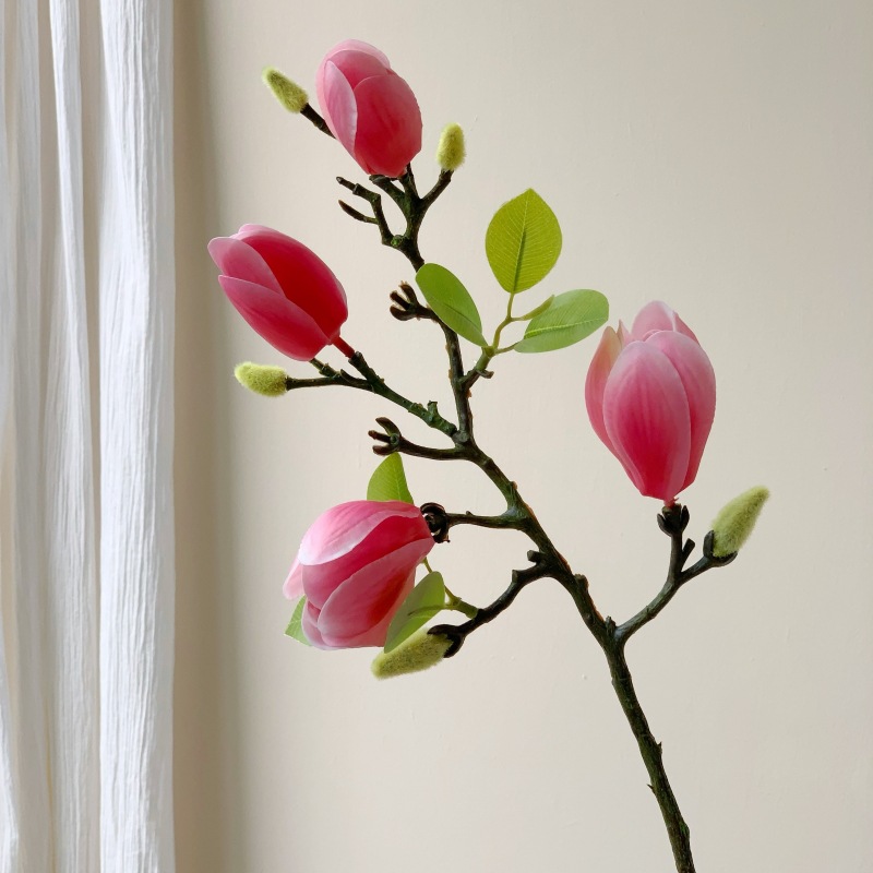 中式高仿3D胶片手感玉兰花仿真花假花装饰客厅玄关餐桌摆件塑料花详情11