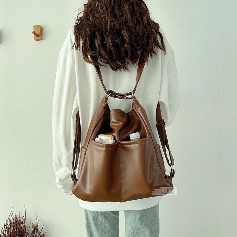 原创夏天软皮包包女大容量三用背包通勤托特包多功能背包斜跨书包详情13