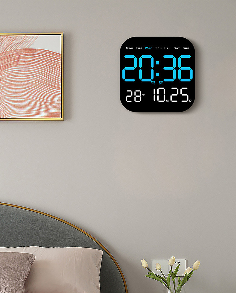 New cross-camera multi-functional clock LED electronic clock, fresh living room wall clock, can be hung or stood up, dual-purpose clock 6650 pic 37