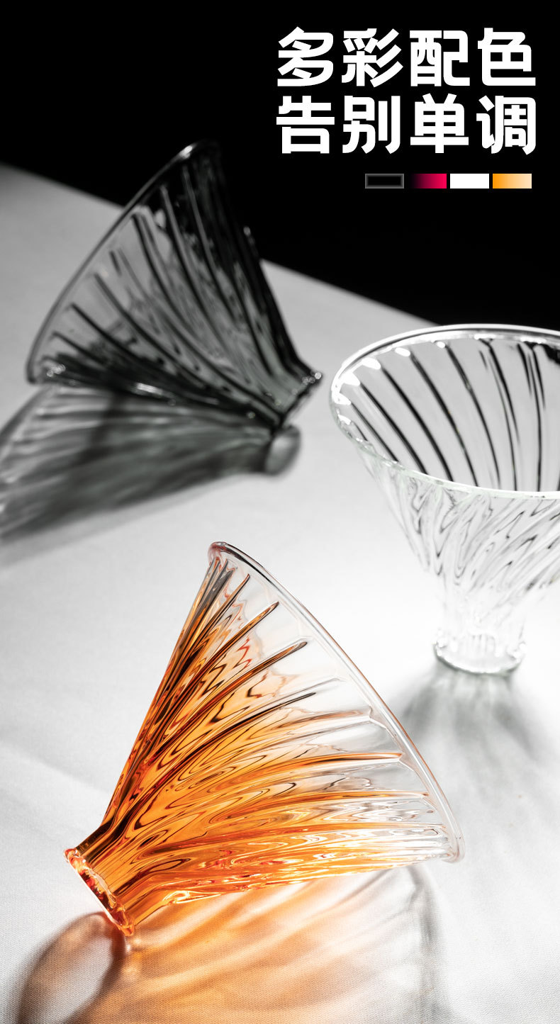 High borosilicate glass V60 hand-brewed coffee filter cup, spiral ribbed flow guide, high flow rate filter cup, gradient drip type pic 6
