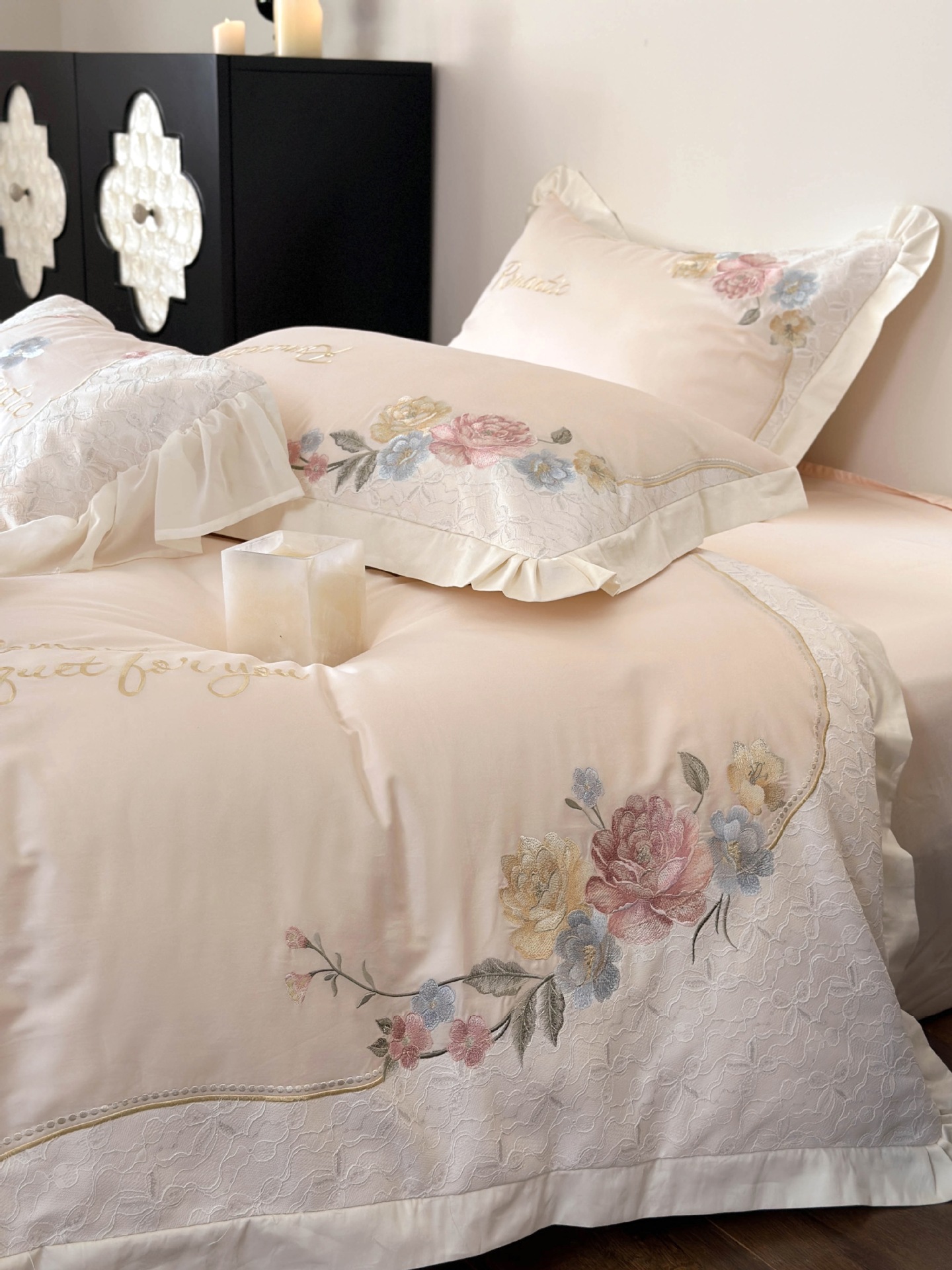 French country-style floral embroidery bedding, high-end feel, Australian cotton pure cotton long-staple cotton four-piece set pic 15