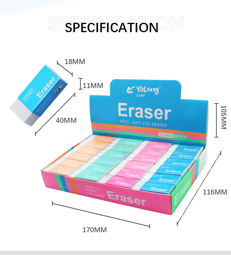 High-quality TPR material erasers, small 4-color mixed office and school erasers, student stationery pic 7