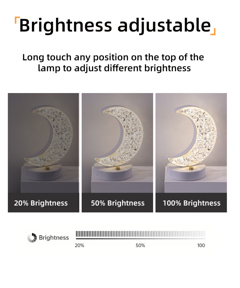 Creative gift: Star and moon night light, touch three-color charging ambient light, bedroom birthday gift: night light pic 6